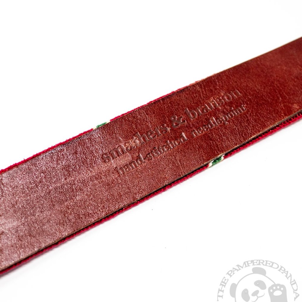 Smathers & Branson Belt Neddlepoint Golf Scene Multicolor Leather Mens Size 34 - Picture 4 of 5